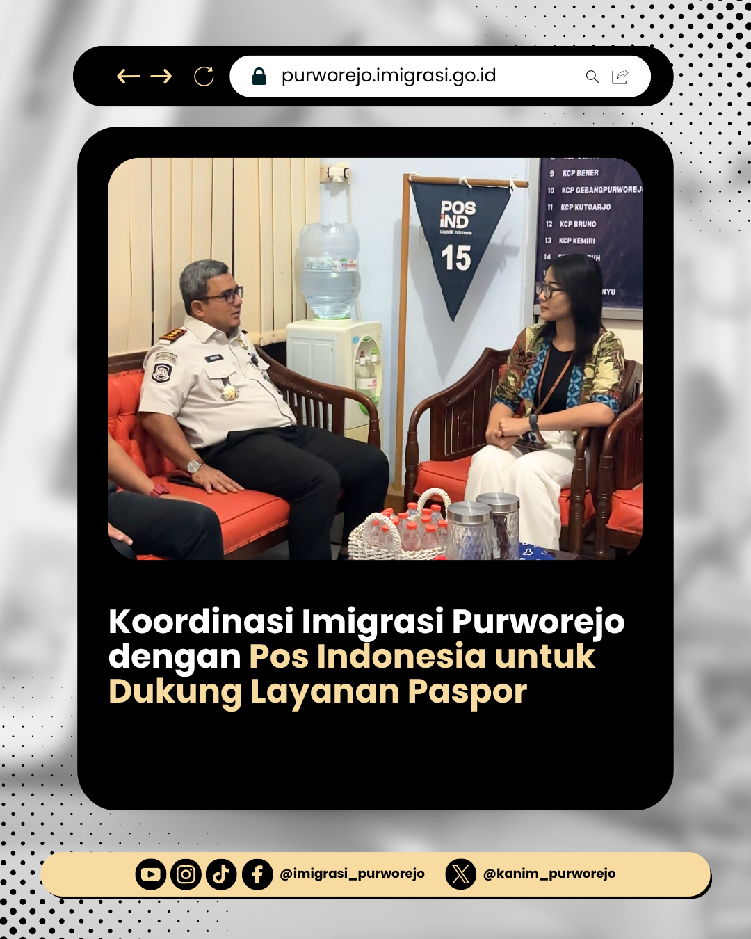 Koordinasi Imigrasi Purworejo dengan Pos Indonesia untuk Dukung Layanan Paspor